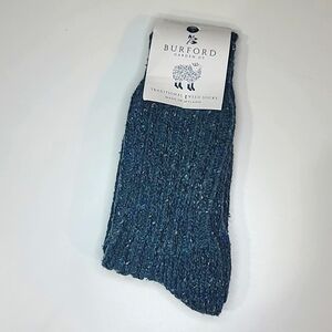 NWT BURFORD GARDEN CO. Traditional Tweed Wool Socks Teal Ireland